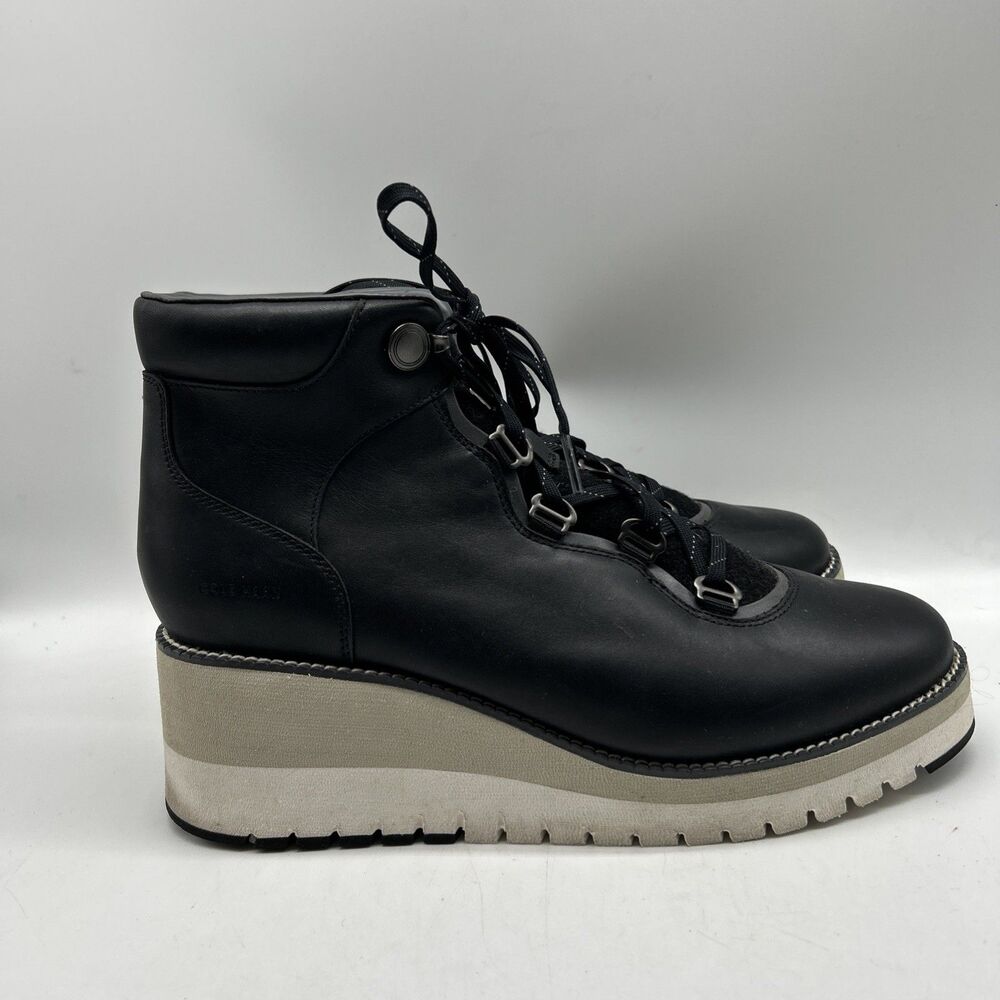 Cole Haan Ankle Booties Womens 11B Zerogrand City‎ Wedge Black Leather
